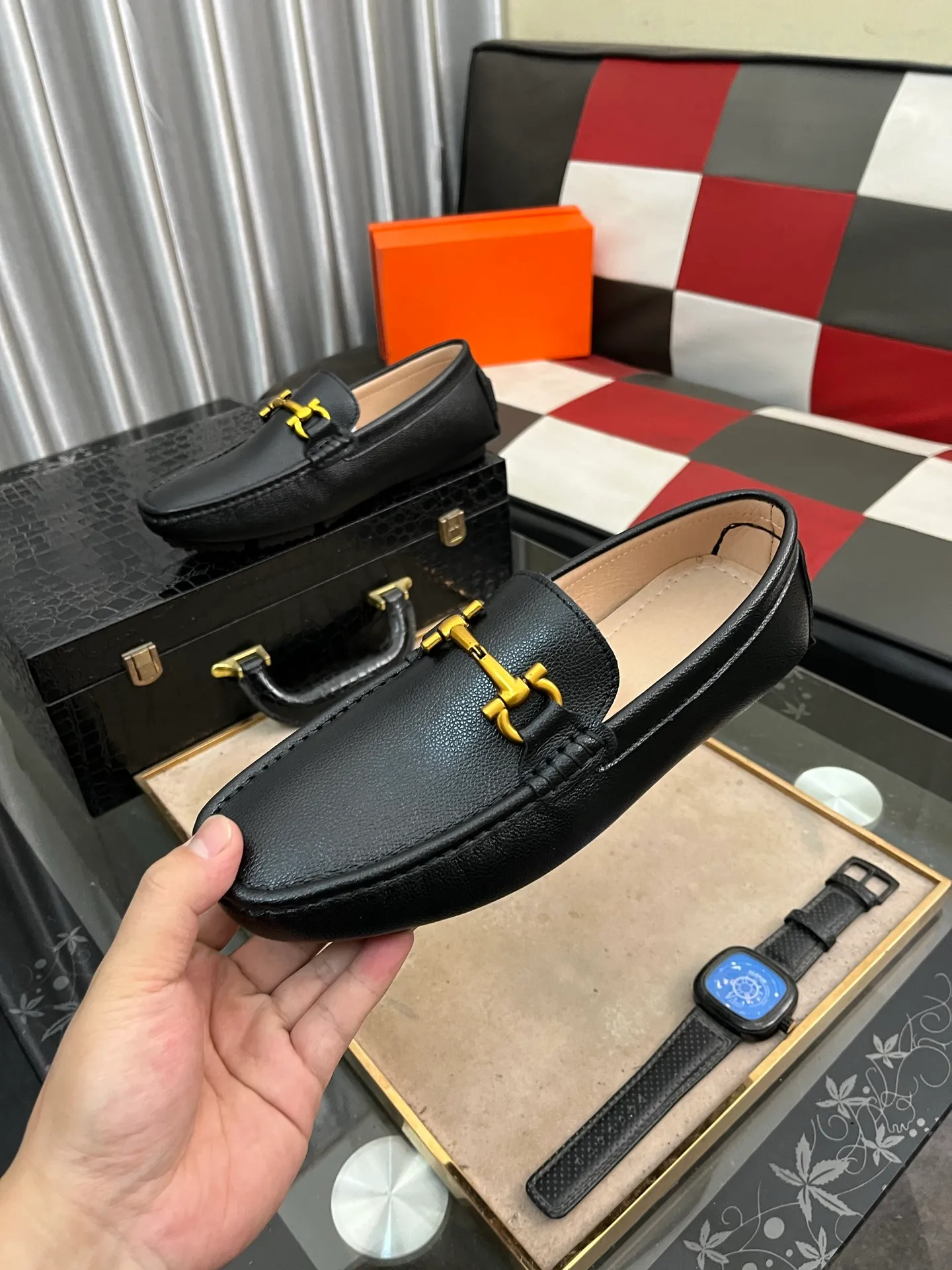 Men's shoes 💰400⌚️⌚️【HERMES】Hermès classic fashionable casual beanie shoes, fine workmanship ☘Made of imported Italian cowhide, luxurious pig and sheep lining🌶🌶cowhide feet, rubber wear-resistant outsole🎋Stable, delicate and delicate🍇Very special, versatile style, worth owning🍉Size: 38-44